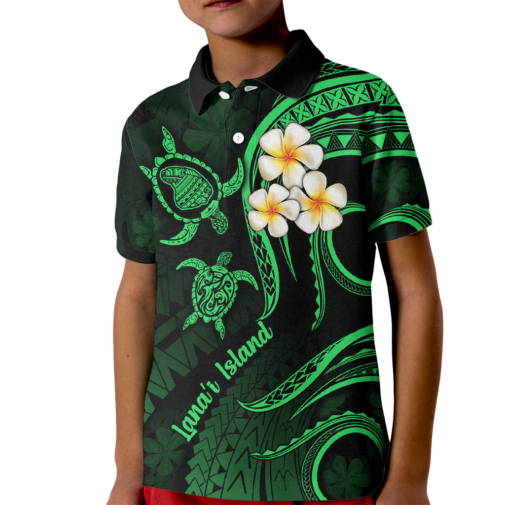 Hawaii Kid Polo Shirt Lanai Islands Polynesian Sunset Plumeria Green Vibe LT9 Kid Green - Polynesian Pride