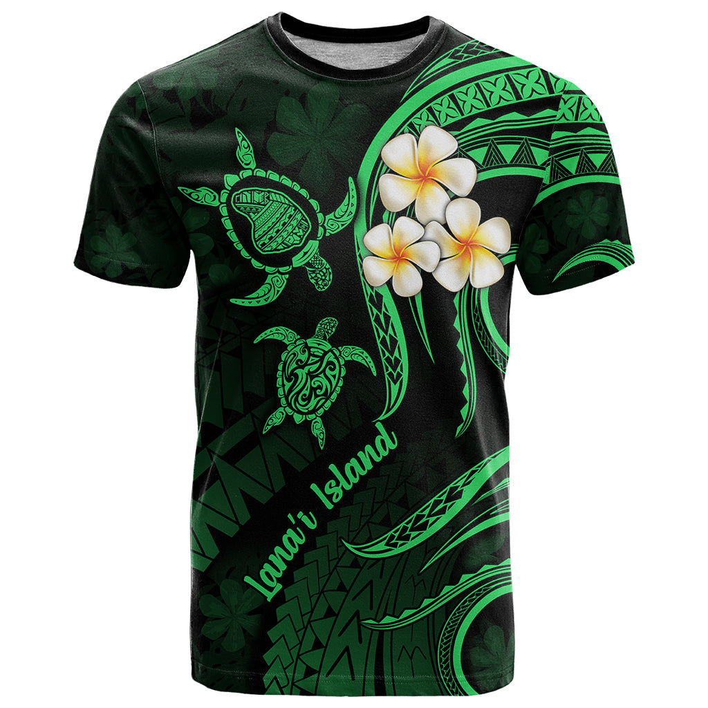 Hawaii T Shirt Lanai Islands Polynesian Sunset Plumeria Green Vibe LT9 Green - Polynesian Pride