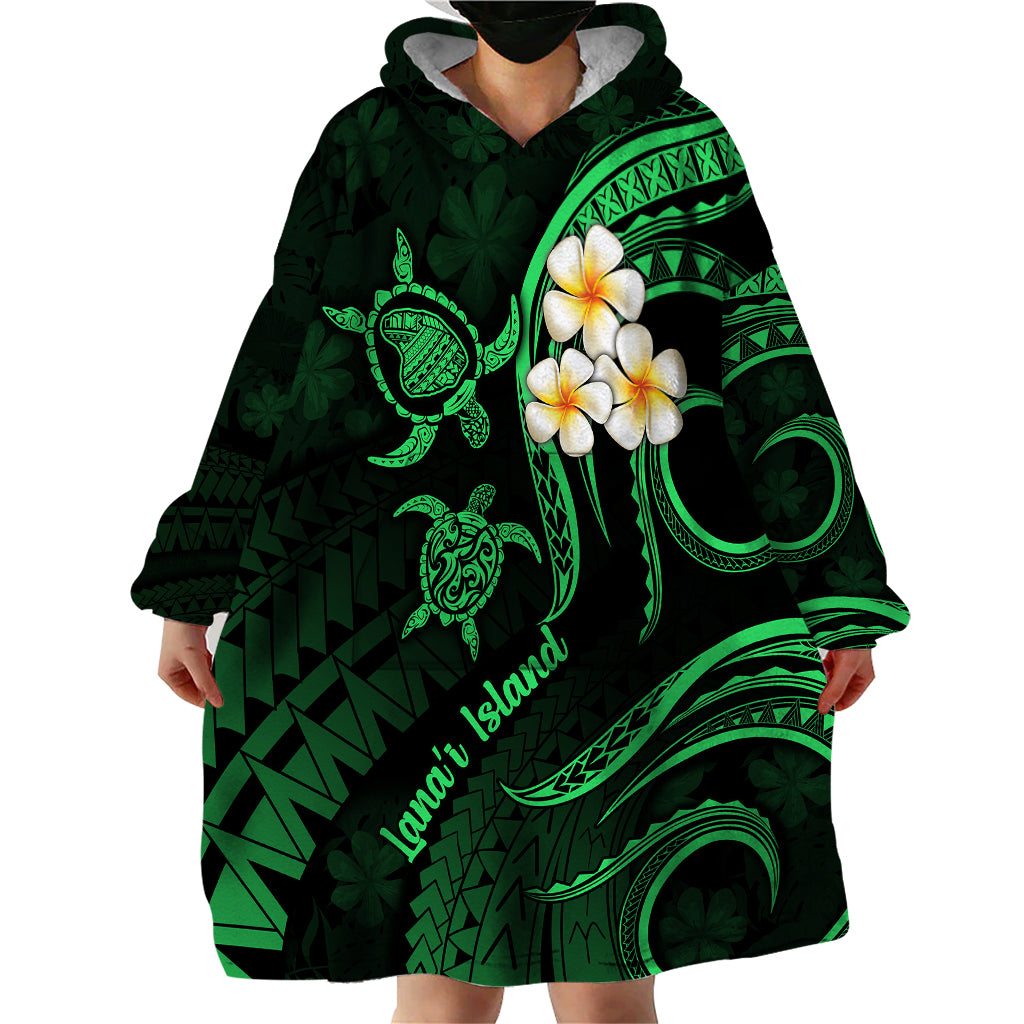 Hawaii Wearable Blanket Hoodie Lanai Islands Polynesian Sunset Plumeria Green Vibe LT9 - Polynesian Pride
