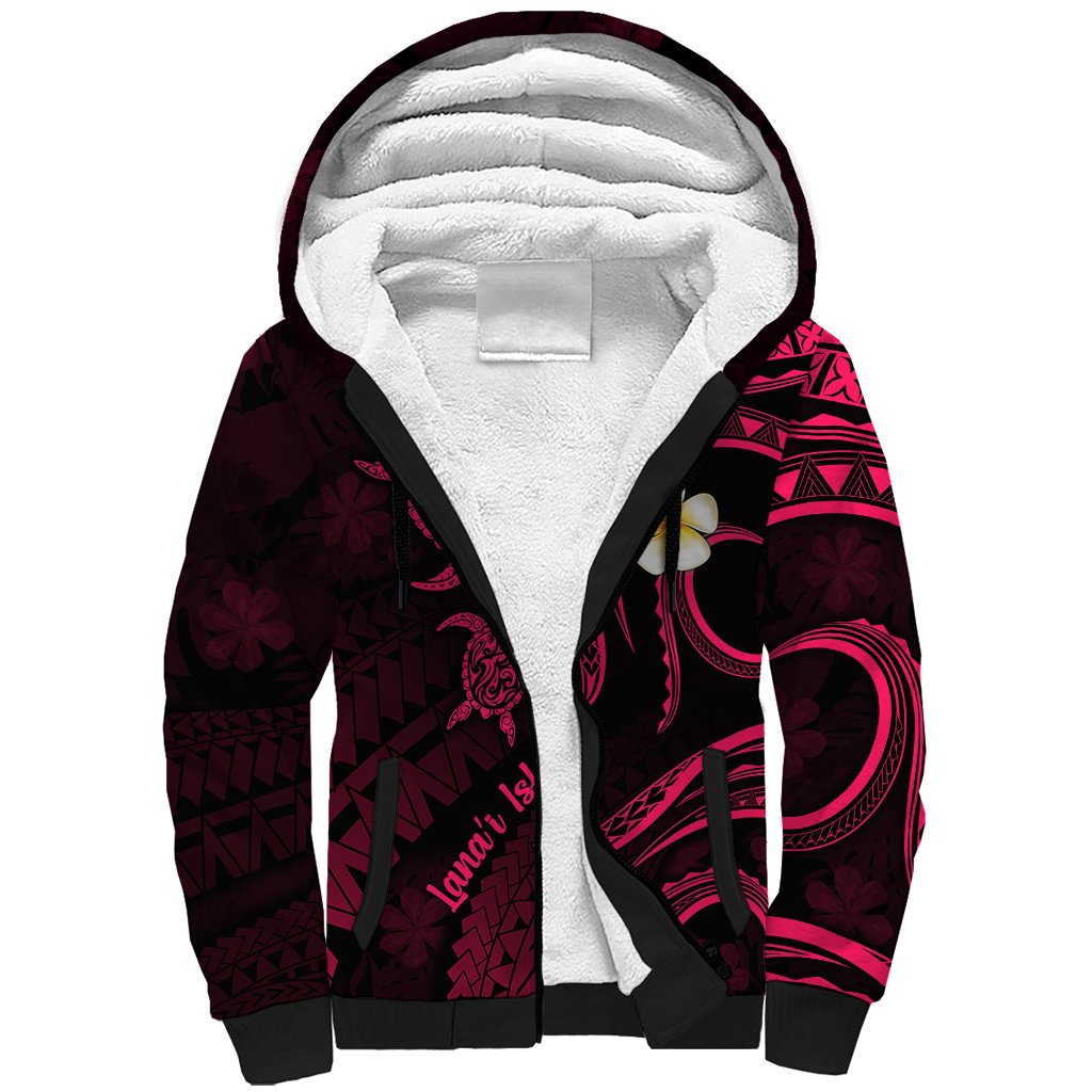 Hawaii Sherpa Hoodie Lanai Islands Polynesian Sunset Plumeria Pink Vibe LT9 Unisex Pink - Polynesian Pride