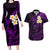 Polynesian Hawaii Couples Long Sleeve Bodycon Dress and Hawaiian Shirt Lanai Islands with Pacific Plumeria Purple Vibe LT9 Purple - Polynesian Pride