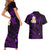 Polynesian Hawaii Couples Short Sleeve Bodycon Dress and Hawaiian Shirt Lanai Islands with Pacific Plumeria Purple Vibe LT9 - Polynesian Pride