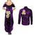 Polynesian Hawaii Couples Summer Maxi Dress and Long Sleeve Button Shirts Lanai Islands with Pacific Plumeria Purple Vibe LT9 - Polynesian Pride