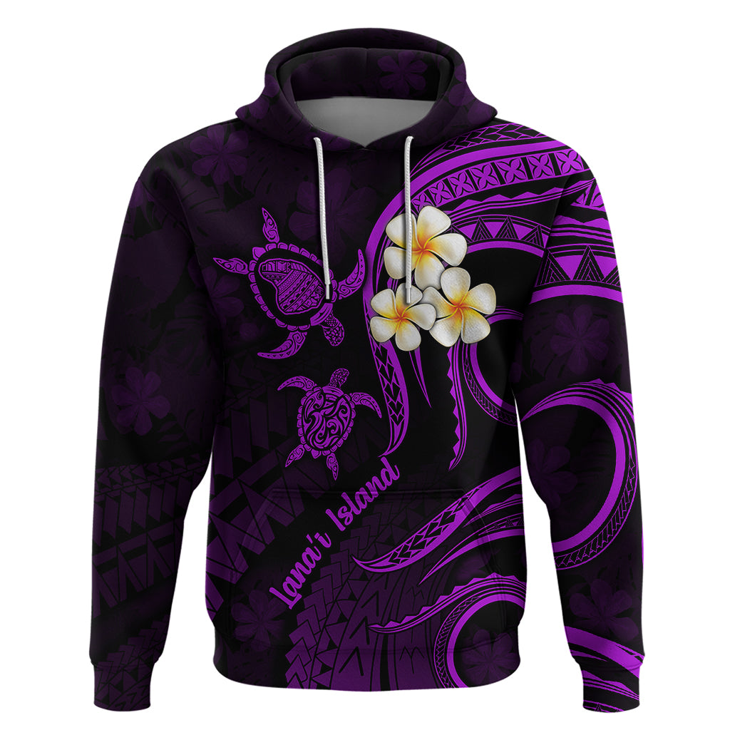 Polynesian Hawaii Hoodie Lanai Islands with Pacific Plumeria Purple Vibe LT9 Purple - Polynesian Pride