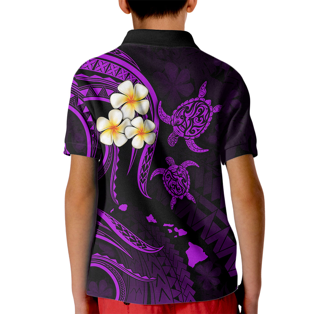 Polynesian Hawaii Kid Polo Shirt Lanai Islands with Pacific Plumeria Purple Vibe LT9 - Polynesian Pride