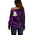 Polynesian Hawaii Off Shoulder Sweater Lanai Islands with Pacific Plumeria Purple Vibe LT9 - Polynesian Pride