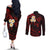 Polynesian Hawaii Couples Off The Shoulder Long Sleeve Dress and Long Sleeve Button Shirts Lanai Islands with Pacific Plumeria Red Vibe LT9 - Polynesian Pride