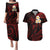 Polynesian Hawaii Couples Puletasi Dress and Hawaiian Shirt Lanai Islands with Pacific Plumeria Red Vibe LT9 Red - Polynesian Pride