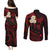 Polynesian Hawaii Couples Puletasi Dress and Long Sleeve Button Shirts Lanai Islands with Pacific Plumeria Red Vibe LT9 - Polynesian Pride