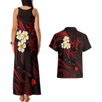 Polynesian Hawaii Couples Matching Tank Maxi Dress And Hawaiian Shirt Lanai Islands with Pacific Plumeria Red Vibe LT9 - Polynesian Pride