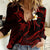 Polynesian Hawaii Women Casual Shirt Lanai Islands with Pacific Plumeria Red Vibe LT9 Female Red - Polynesian Pride