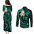 Polynesian Hawaii Couples Puletasi Dress and Long Sleeve Button Shirts Lanai Islands with Pacific Plumeria Turquoise Vibe LT9 - Polynesian Pride