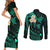 Polynesian Hawaii Couples Short Sleeve Bodycon Dress and Long Sleeve Button Shirts Lanai Islands with Pacific Plumeria Turquoise Vibe LT9 - Polynesian Pride