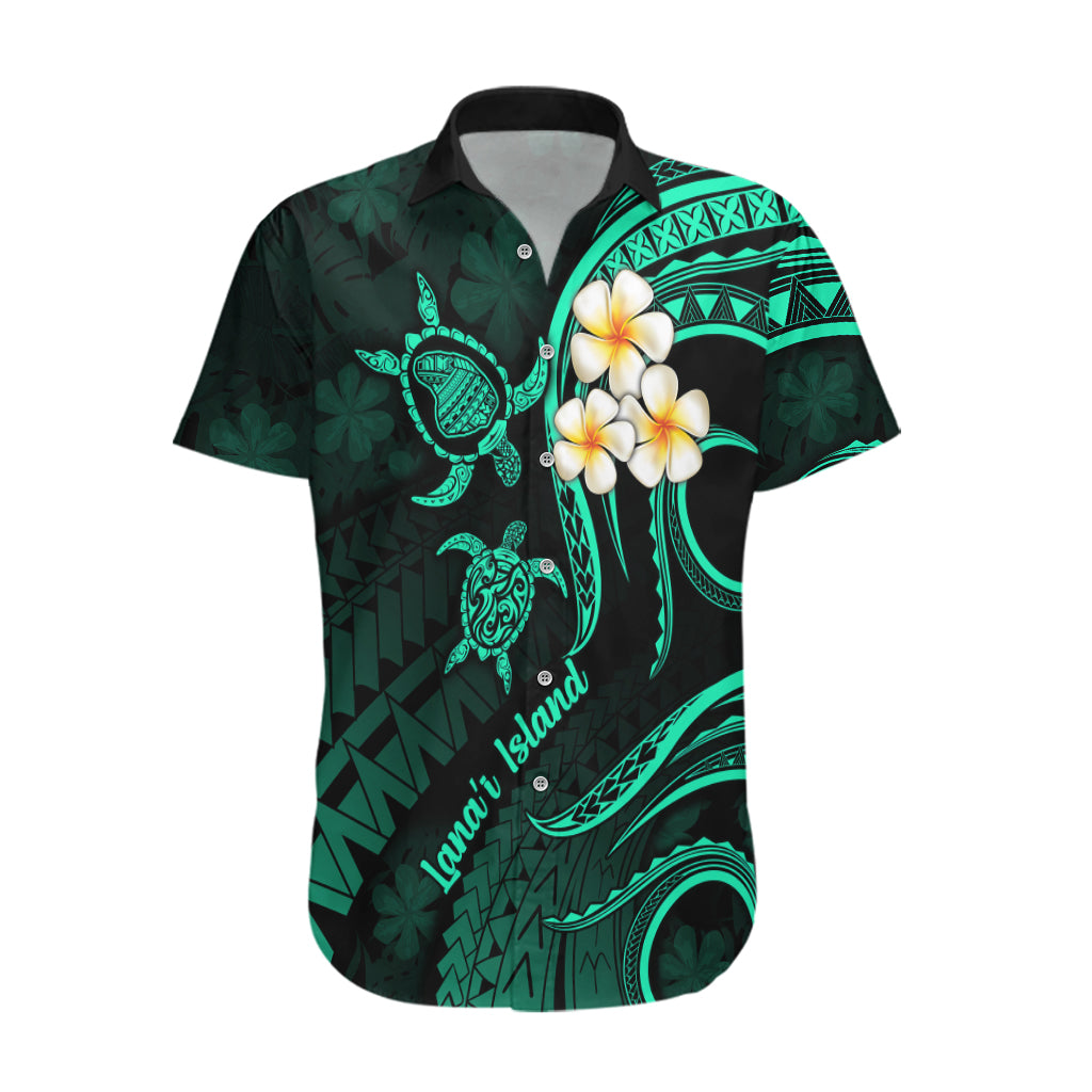 Polynesian Hawaii Hawaiian Shirt Lanai Islands with Pacific Plumeria Turquoise Vibe LT9 Turquoise - Polynesian Pride