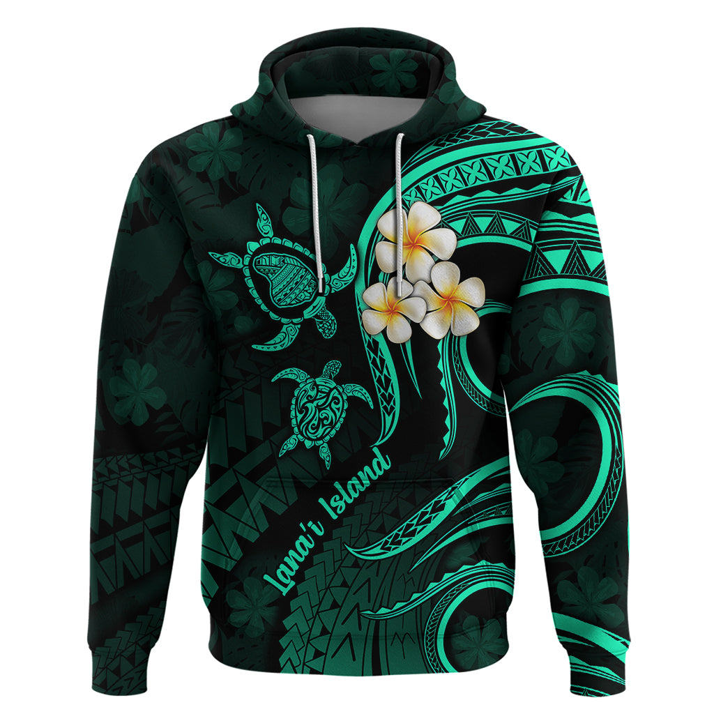 Polynesian Hawaii Hoodie Lanai Islands with Pacific Plumeria Turquoise Vibe LT9 Turquoise - Polynesian Pride