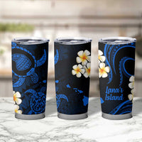 Hawaii Lanaʻi Islands Pacific Plumeria Tumbler Cup Blue Polynesian Tattoo