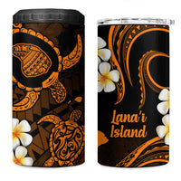 Hawaii Lanaʻi Islands Pacific Plumeria 4 in 1 Can Cooler Tumbler Gold Polynesian Tattoo