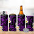 Hawaii Lanaʻi Islands Pacific Plumeria 4 in 1 Can Cooler Tumbler Purple Polynesian Tattoo
