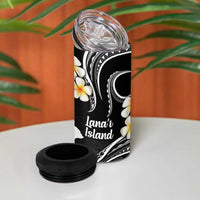 Hawaii Lanaʻi Islands Pacific Plumeria 4 in 1 Can Cooler Tumbler White Polynesian Tattoo