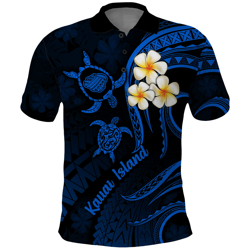 Hawaii Polo Shirt Kauai Islands Polynesian Sunset Plumeria LT9 Blue - Polynesian Pride