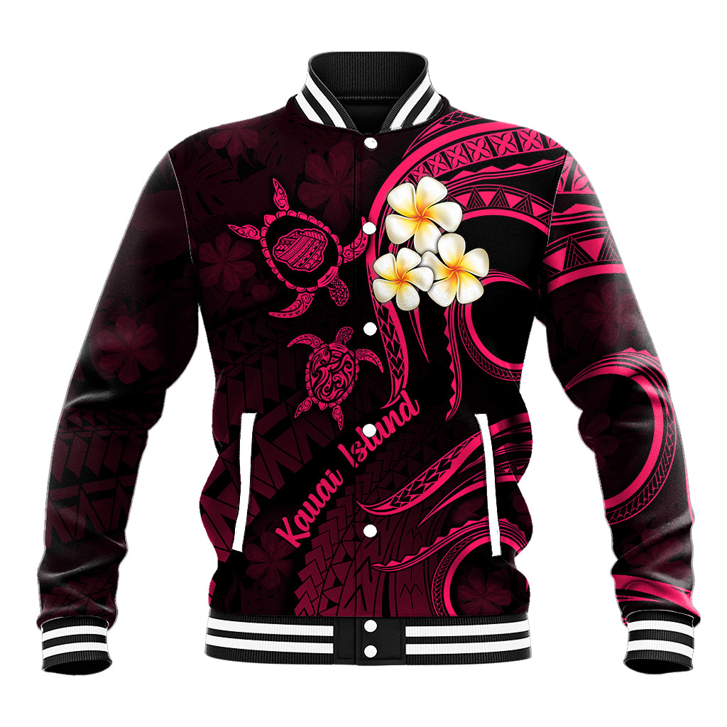 Hawaii Baseball Jacket Kauai Islands Polynesian Sunset Plumeria Pink Vibe LT9 Unisex Pink - Polynesian Pride