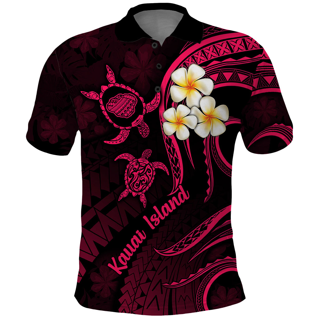 Hawaii Polo Shirt Kauai Islands Polynesian Sunset Plumeria Pink Vibe LT9 Pink - Polynesian Pride