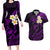 Polynesian Hawaii Couples Long Sleeve Bodycon Dress and Hawaiian Shirt Kauai Islands with Pacific Plumeria Purple Vibe LT9 Purple - Polynesian Pride