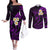 Polynesian Hawaii Couples Off The Shoulder Long Sleeve Dress and Long Sleeve Button Shirts Kauai Islands with Pacific Plumeria Purple Vibe LT9 Purple - Polynesian Pride