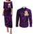 Polynesian Hawaii Couples Puletasi Dress and Long Sleeve Button Shirts Kauai Islands with Pacific Plumeria Purple Vibe LT9 Purple - Polynesian Pride