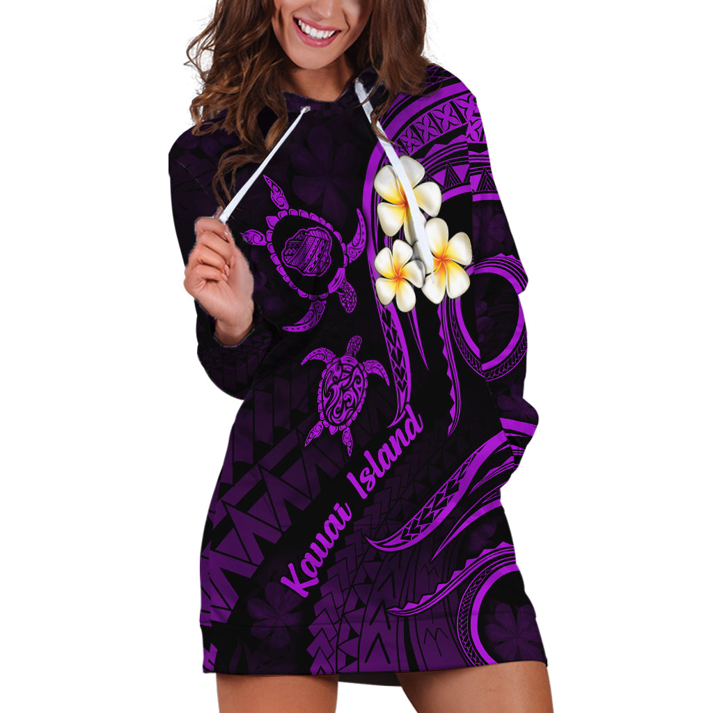 Polynesian Hawaii Hoodie Dress Kauai Islands with Pacific Plumeria Purple Vibe LT9 Purple - Polynesian Pride