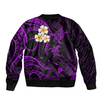 Polynesian Hawaii Sleeve Zip Bomber Jacket Kauai Islands with Pacific Plumeria Purple Vibe LT9 - Polynesian Pride