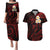 Polynesian Hawaii Couples Puletasi Dress and Hawaiian Shirt Kauai Islands with Pacific Plumeria Red Vibe LT9 Red - Polynesian Pride