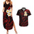 Polynesian Hawaii Couples Summer Maxi Dress and Hawaiian Shirt Kauai Islands with Pacific Plumeria Red Vibe LT9 Red - Polynesian Pride