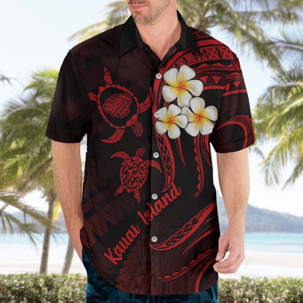 Polynesian Hawaii Hawaiian Shirt Kauai Islands with Pacific Plumeria Red Vibe LT9 - Polynesian Pride