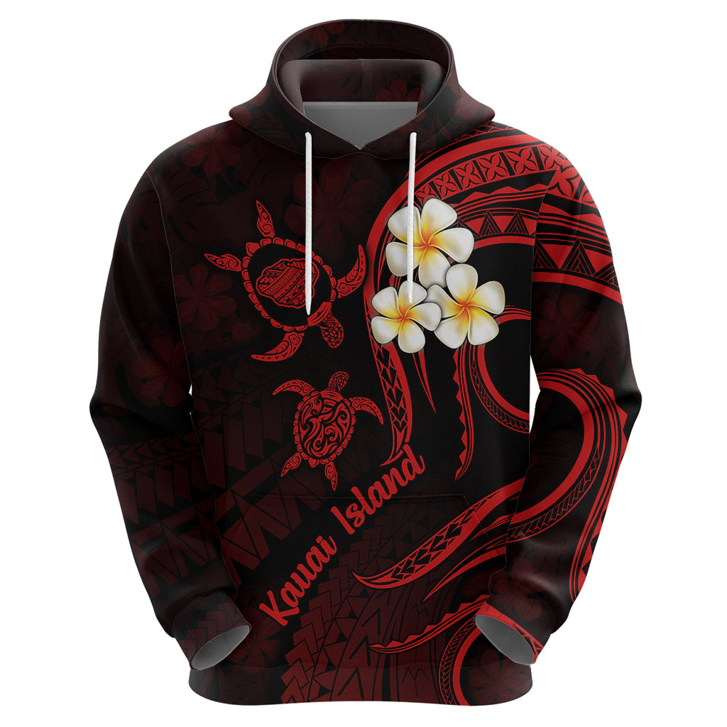 Polynesian Hawaii Hoodie Kauai Islands with Pacific Plumeria Red Vibe LT9 - Polynesian Pride