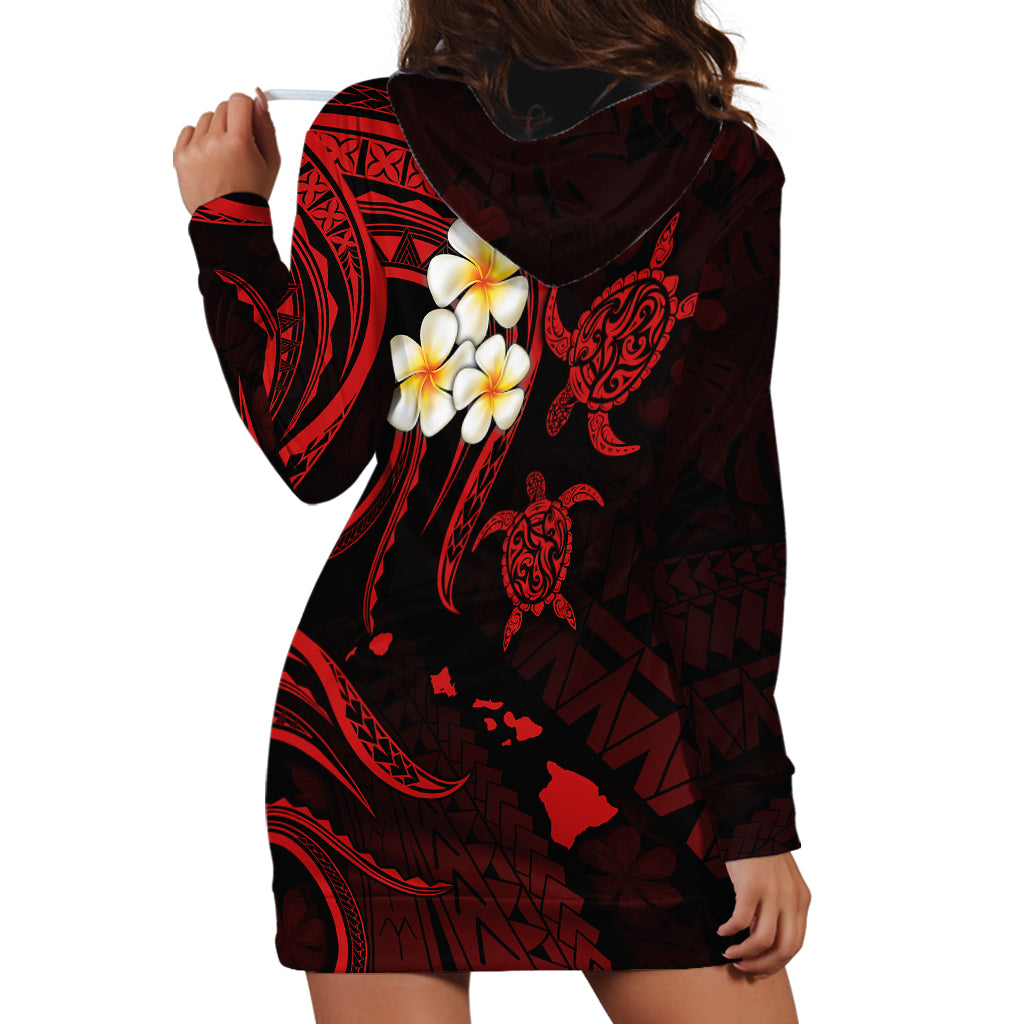Polynesian Hawaii Hoodie Dress Kauai Islands with Pacific Plumeria Red Vibe LT9 - Polynesian Pride
