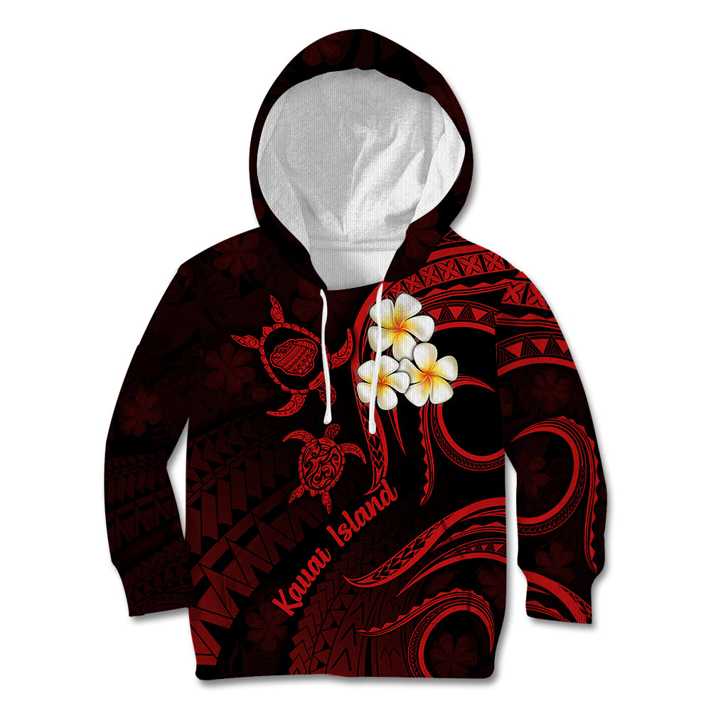 Polynesian Hawaii Kid Hoodie Kauai Islands with Pacific Plumeria Red Vibe LT9 Hoodie Red - Polynesian Pride