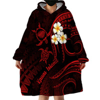 Polynesian Hawaii Wearable Blanket Hoodie Kauai Islands with Pacific Plumeria Red Vibe LT9 - Polynesian Pride