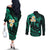 Polynesian Hawaii Couples Off The Shoulder Long Sleeve Dress and Long Sleeve Button Shirts Kauai Islands with Pacific Plumeria Turquoise Vibe LT9 - Polynesian Pride