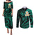 Polynesian Hawaii Couples Puletasi Dress and Long Sleeve Button Shirts Kauai Islands with Pacific Plumeria Turquoise Vibe LT9 Turquoise - Polynesian Pride