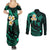 Polynesian Hawaii Couples Summer Maxi Dress and Long Sleeve Button Shirts Kauai Islands with Pacific Plumeria Turquoise Vibe LT9 - Polynesian Pride