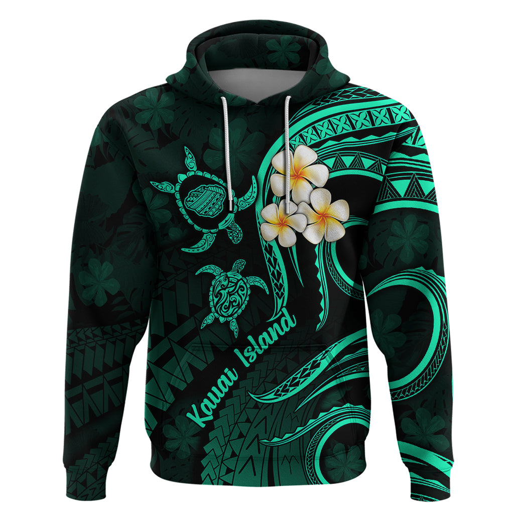 Polynesian Hawaii Hoodie Kauai Islands with Pacific Plumeria Turquoise Vibe LT9 Turquoise - Polynesian Pride