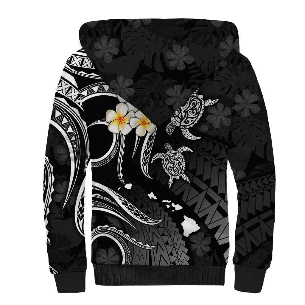 Polynesian Hawaii Sherpa Hoodie Kauai Islands with Pacific Plumeria White Vibe LT9 - Polynesian Pride