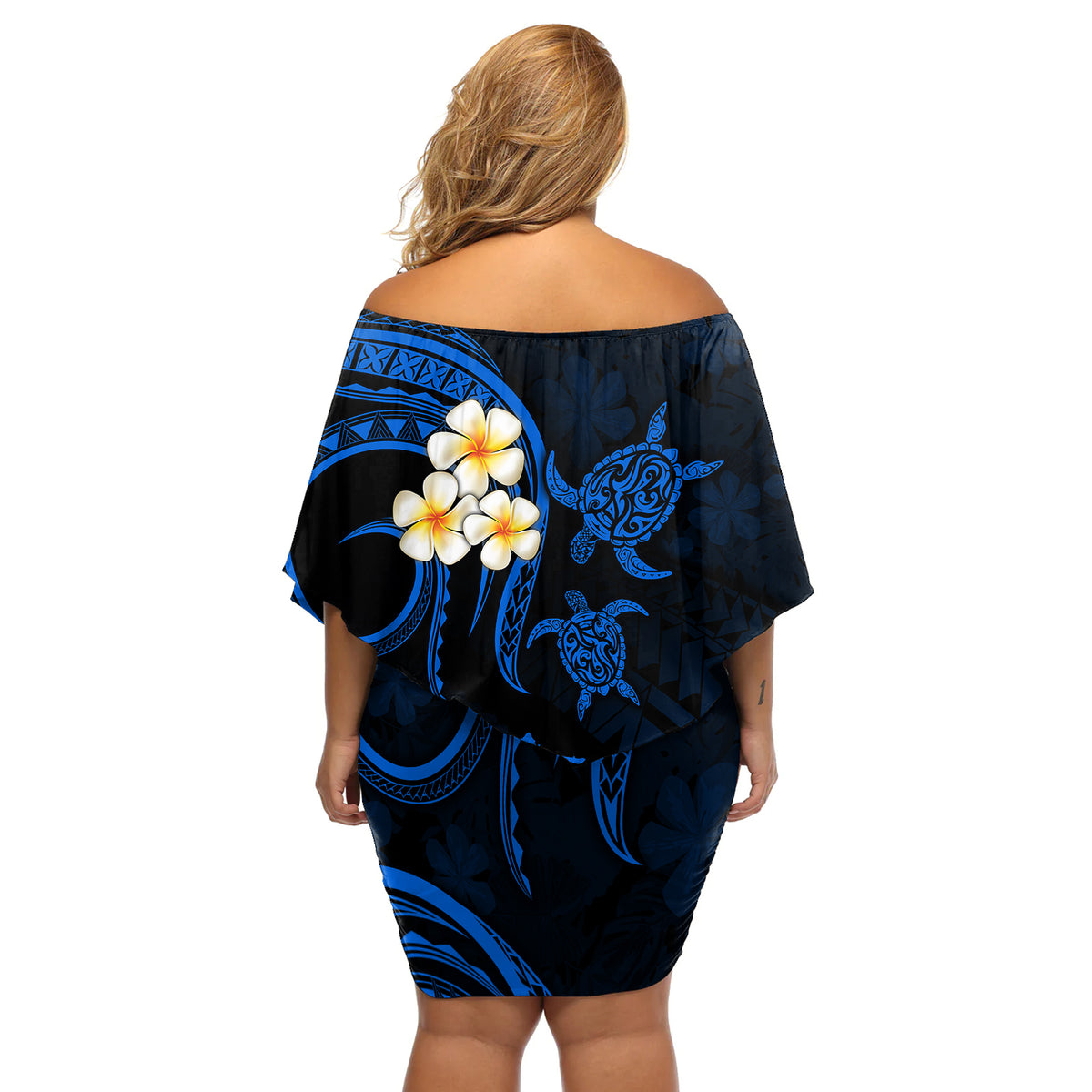 Hawaii Off Shoulder Short Dress Kahoolawe Islands Polynesian Sunset Plumeria LT9 - Polynesian Pride