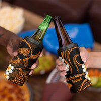 Hawaii Kahoolawe Islands Pacific Plumeria 4 in 1 Can Cooler Tumbler Gold Polynesian Tattoo