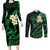 Hawaii Couples Long Sleeve Bodycon Dress and Long Sleeve Button Shirts Kahoolawe Islands Polynesian Sunset Plumeria Green Vibe LT9 Green - Polynesian Pride