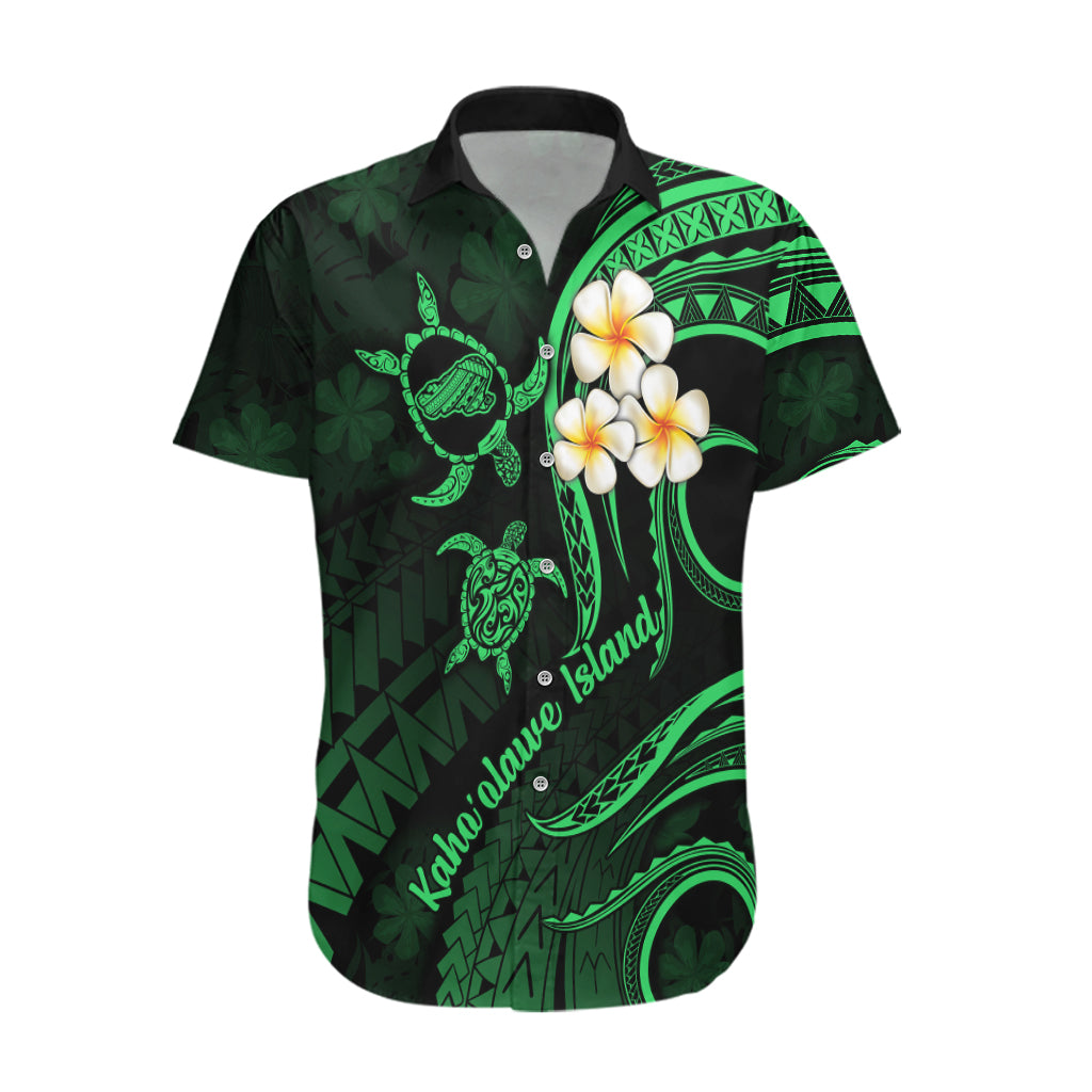 Hawaii Hawaiian Shirt Kahoolawe Islands Polynesian Sunset Plumeria Green Vibe LT9 Green - Polynesian Pride