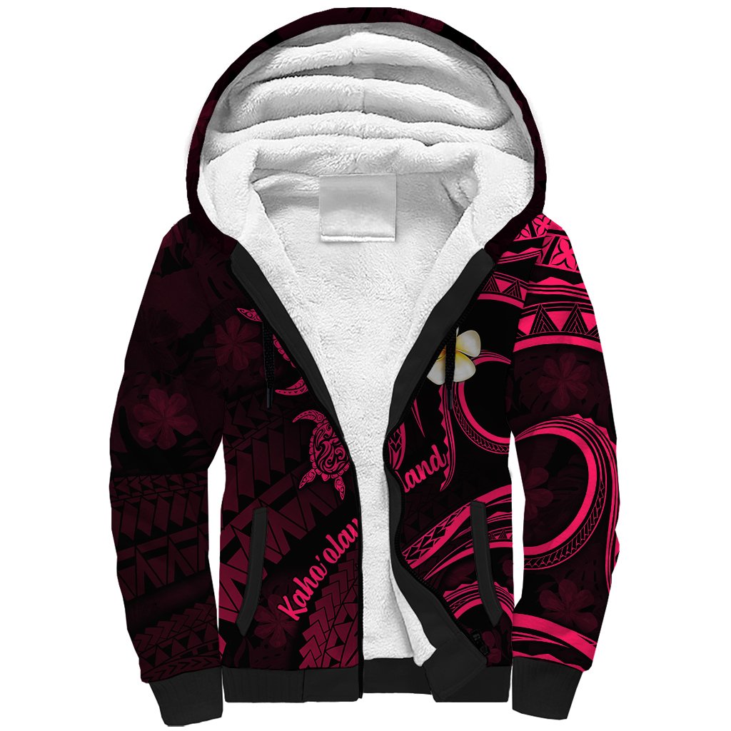 Hawaii Sherpa Hoodie Kahoolawe Islands Polynesian Sunset Plumeria Pink Vibe LT9 Unisex Pink - Polynesian Pride