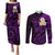 Polynesian Hawaii Couples Puletasi Dress and Long Sleeve Button Shirts Kahoolawe Islands with Pacific Plumeria Purple Vibe LT9 Purple - Polynesian Pride