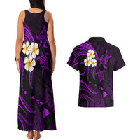 Polynesian Hawaii Couples Matching Tank Maxi Dress And Hawaiian Shirt Kahoolawe Islands with Pacific Plumeria Purple Vibe LT9 - Polynesian Pride